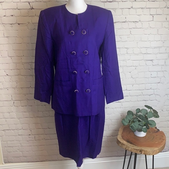 Vintage KASPER Double Breasted Blazer and Skirt Set - Picture 1 of 16